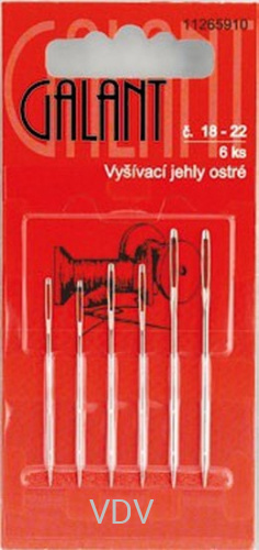 11265910 Голка Galant (Чехія) вишивальні гострі №18/22 (6 шт.) 
