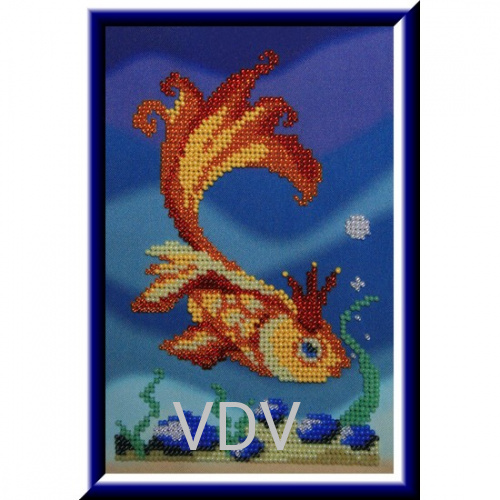 КВ Т-0087 "Золота рибка" (вишита картина бісером Preciosa (Чехія) 11x18 см