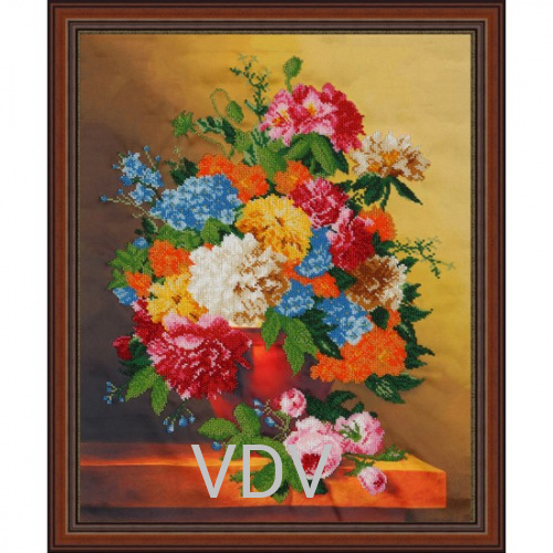 КВ Т-0573 "Осінні квіти" (вишита картина бісером Preciosa (Чехія) 40x50 см