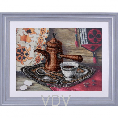КВ Т-0595 "Смак кави" (вишита картина бісером Preciosa (Чехія) 32x23.5 см
