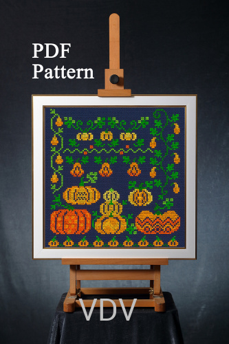 Електронна схема М-0382 "Гарбузики" (PDF-схема для вишивання муліне ДМС)  14х14 см