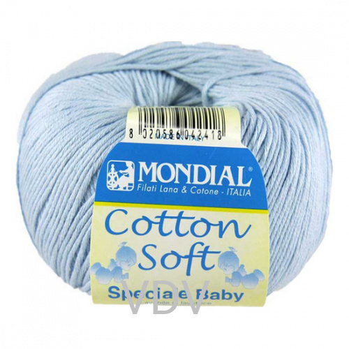 0916 Пряжа Mondial Cotton Soft (50 г/180 м) 100% бавовна, блакитний