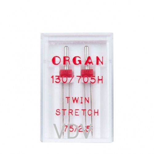 Наб. маш. голок Organ (Японія) Twin подвійна-стрейч №75/2,5 (2 шт)