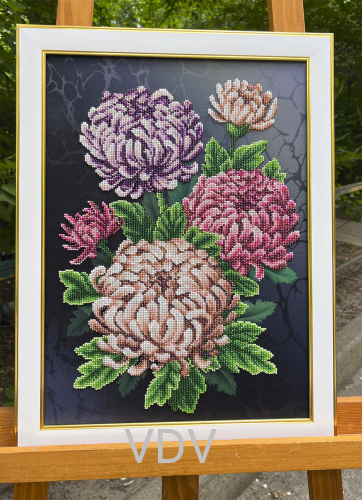 КВ Т-1397 "Хризантеми" (бісер10) (вишита картина бісером Preciosa (Чехія)  31х43 см