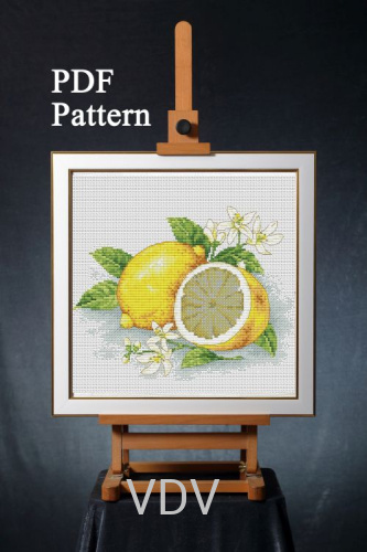 Електронна схема М-0309 "Лимон" (PDF-схема для вишивання муліне ДМС) 20х20 см