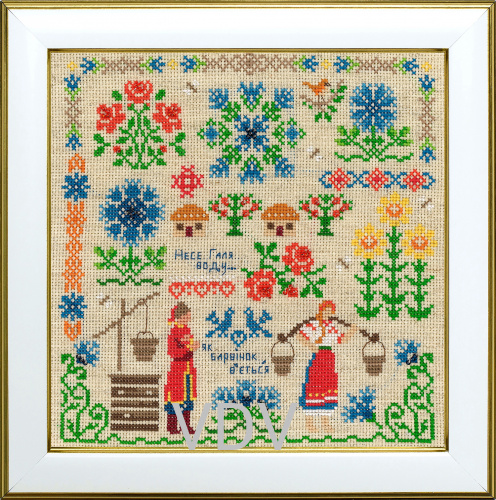 М-0383 "Несе Галя воду..." (набір для вишивання муліне ДМС) 19х19 см