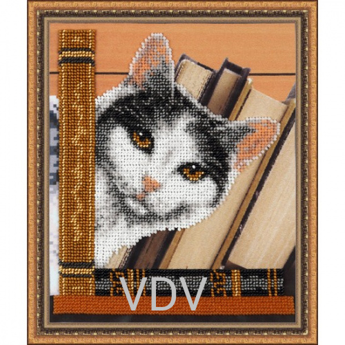 КВ Т-0829 "Котик Міцик" (вишита картина бісером Preciosa (Чехія) 16.5х20 см
