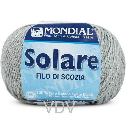 0207 Пряжа Mondial Solare (50 г/90 м) 100% бавовна, сірий