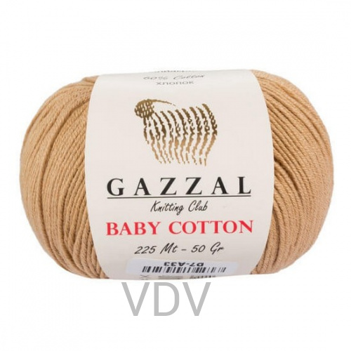 3424 Пряжа GAZZAL Baby Cotton (50 г/165 м) 60% бавовна, 40% акрил (світлий беж)  