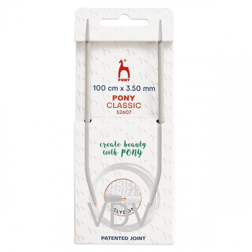 52607 Спиці Pony (Індія) 100 см-3.5 мм кругові алюмінієві (5 блістерів)
