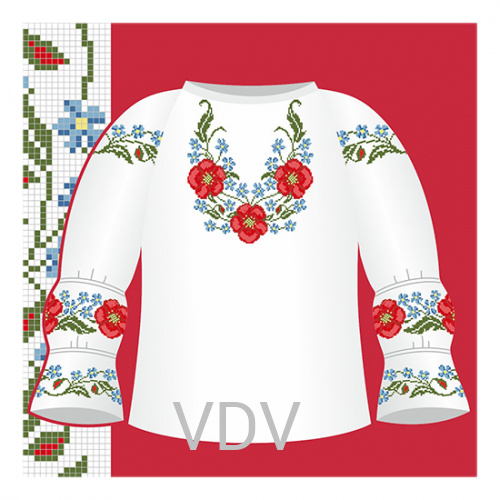 СД1-002 Схема для вишивання сорочки-вишиванки для дівчинки ВДВ (122-140 см) паперова