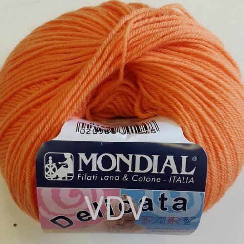 0156 Пряжа Mondial Delicata baby (50 г/215 м) 100% вовна, помаранчевий