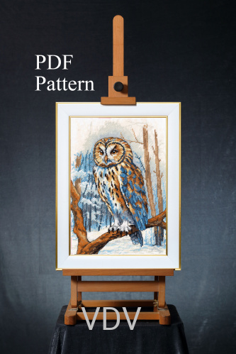 Електронна схема М-0346 "Мудра сова" (PDF-схема для вишивання муліне ДМС) 20х30 см