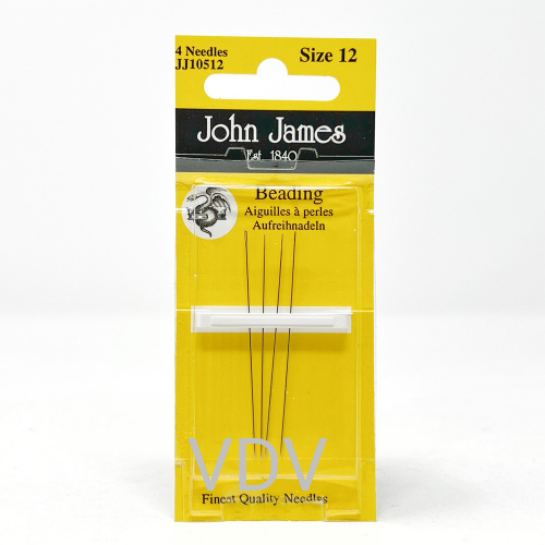 JJ10512 Голка бісерна №12 (1 блістер х 4 голки) JohnJames (Англія)