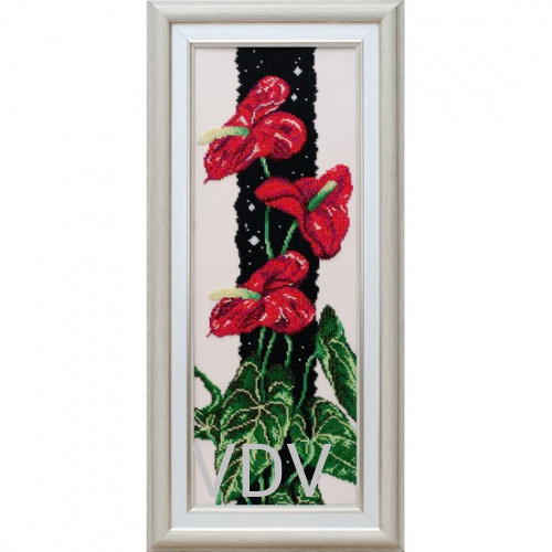 КВ Т-0900 "Полум`яний цвіт" (вишита картина бісером Preciosa (Чехія) 19х51.5 см