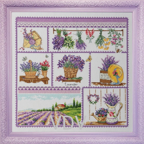 КВ М-0289 "Лавандовий рай" (вишита картина муліне ДМС) 30х30 см