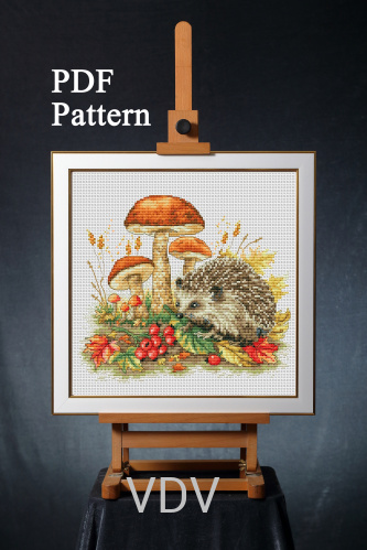 Електронна схема М-0326 "Їжачок" (PDF-схема для вишивання муліне ДМС) 20х20 см