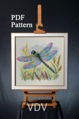Електронна схема М-0319 "Мерехтливі крильця" (PDF-схема для вишивання муліне ДМС) 20х20 см
