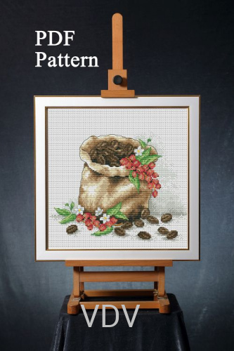 Електронна схема М-0314 "Кава" (PDF-схема для вишивання муліне ДМС) 20х20 см