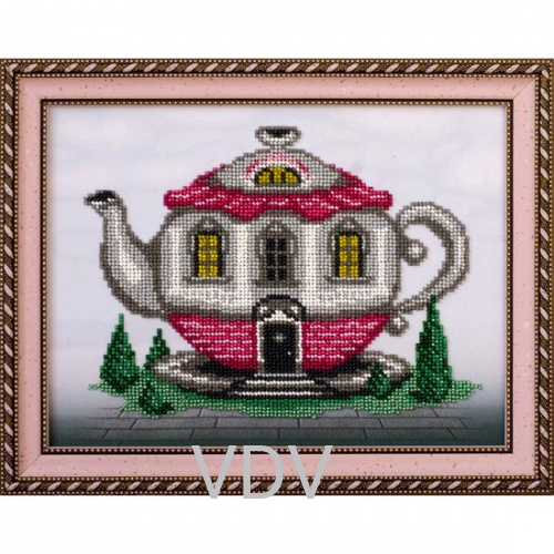 КВ Т-0111 "Будинок-чайник" (вишита картина  бісером Preciosa (Чехія) 24х19 см