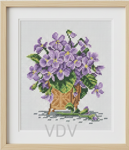 М-0248 "Фіалки в корзинці" (набір для вишивання муліне ДМС) 15х15 см