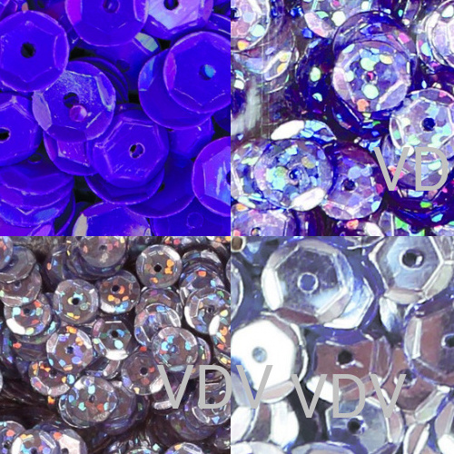 Паєтки (Дубаї) шестигранні 6 мм Мікс 3 (Бузковийі світлий) (10 уп. по 5 г)