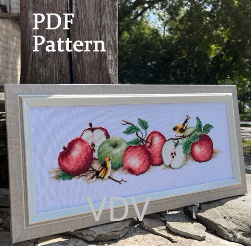 Електронна схема М-0866 "Яблучний бум" (PDF-схема для вишивання муліне ДМС) 43х17 см