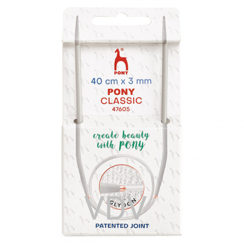 47605 Спиці Pony (Індія) 40 см- 3.0 мм кругові алюмінієві (5 блістерів)