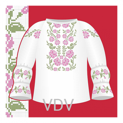 СД1-031 Схема для вишивання сорочки-вишиванки для дівчинки ВДВ (92-116 cм) паперова