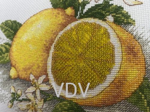 КВ М-0309 "Лимон" (вишита картина муліне ДМС) 20х20 см фото 2