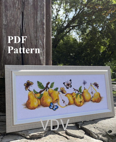 Електронна схема М-0867 "Грушевий бум" (PDF-схема для вишивання муліне ДМС) 43х17 см
