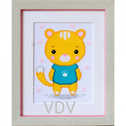 КВ М-0236 "Котик" (вишита картина муліне акрил) 11х15 см