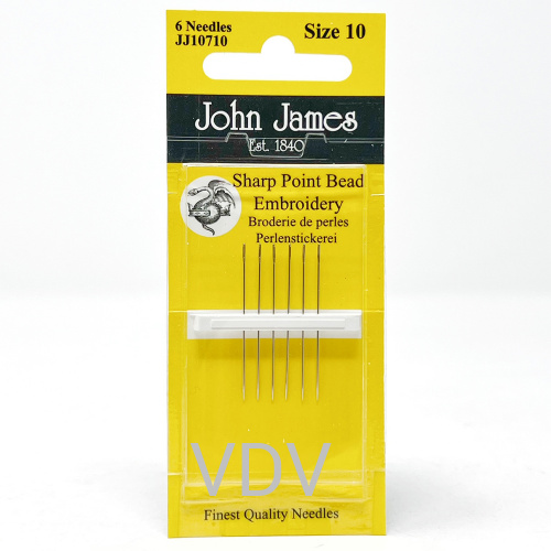 JJ10710E Голка бісерна коротка №10 (1 блістер х 6 голок) JohnJames (Англія)