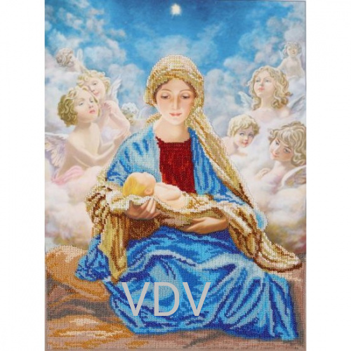 Т-0437 "Мадонна з Ісусом та янгелами" (схема для вишивання бісером) 30х40 см