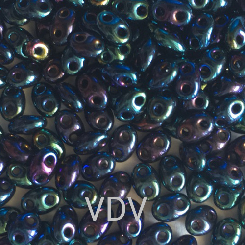 2095-2,5/5-59135 Бісер Чехія Twin (перлиновий ірис аквамарин) 50 г