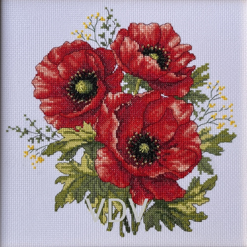 Електронна схема М-0312 "Маки" (PDF-схема для вишивання муліне ДМС) 20х20 см фото 2
