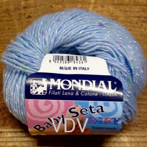 634 Пряжа Mondial Baby Seta (50 г/140 м) 80% вовна, 20% віскоза, блакитний