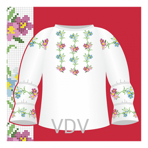 СД1-007 Схема для вишивання сорочки-вишиванки для дівчинки ВДВ (122-140 cм) паперова