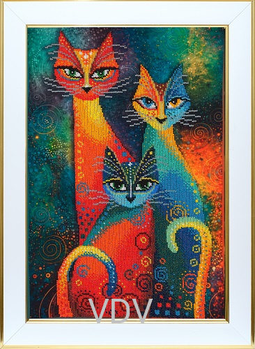 КВ Т-1434 "Декоративні коти" (вишита картина бісером Preciosa (Чехія) 26,5х42 см
