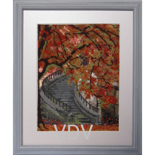 КВ Т-0241 "Осінні сходи" (вишита картина бісером Preciosa (Чехія) 19х24 см