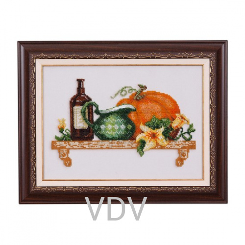 КВ Т-0051 "Поличка з гарбузом" (вишита картина бісером Preciosa (Чехія) 30x21.5 см