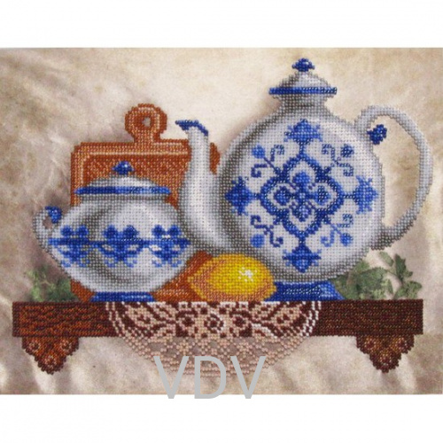 Т-0261 "Синій натюрморт з лимоном" (друк на тканині) 23х29 см