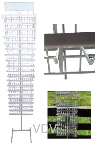 Торговельна стійка з сіткою, 20 полицями та гачками (б/у) 200х35 см