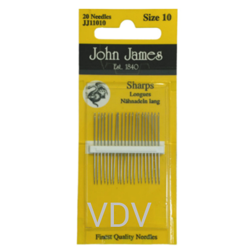 JJ11010 Голка швейна №10 (1 блістер х 20 голок) JohnJames (Англія)