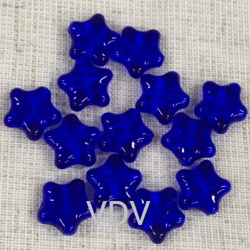 111-30380-00-12мм-30080 Намистини Зірочки (прозорий, темно-синій) Чехія (50 г)