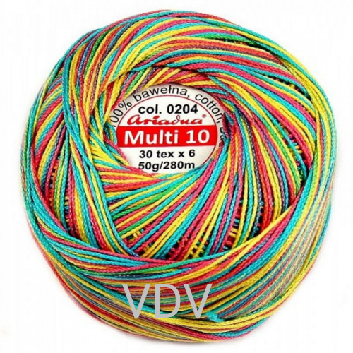 0204 Пряжа Ariadna Multi 10 (6х50 г/280 м) 100% бавовна