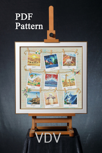 Електронна схема М-0365 "Подорож. Фото на згадку" (PDF-схема для вишивання муліне ДМС) 38х38 см
