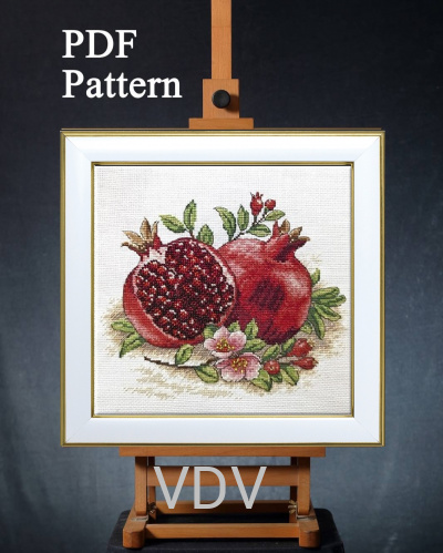 Електронна схема М-0307 "Гранат" (PDF-схема для вишивання муліне ДМС) 20х20 см