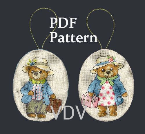 Електронна схема М-0322 "Ведмедики" (PDF-схема для вишивання муліне ДМС) 10х13,5 см