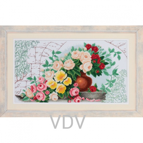 КВ М-0228 "Трояндовий настрій" (вишита картина муліне ДМС) 38х22 см